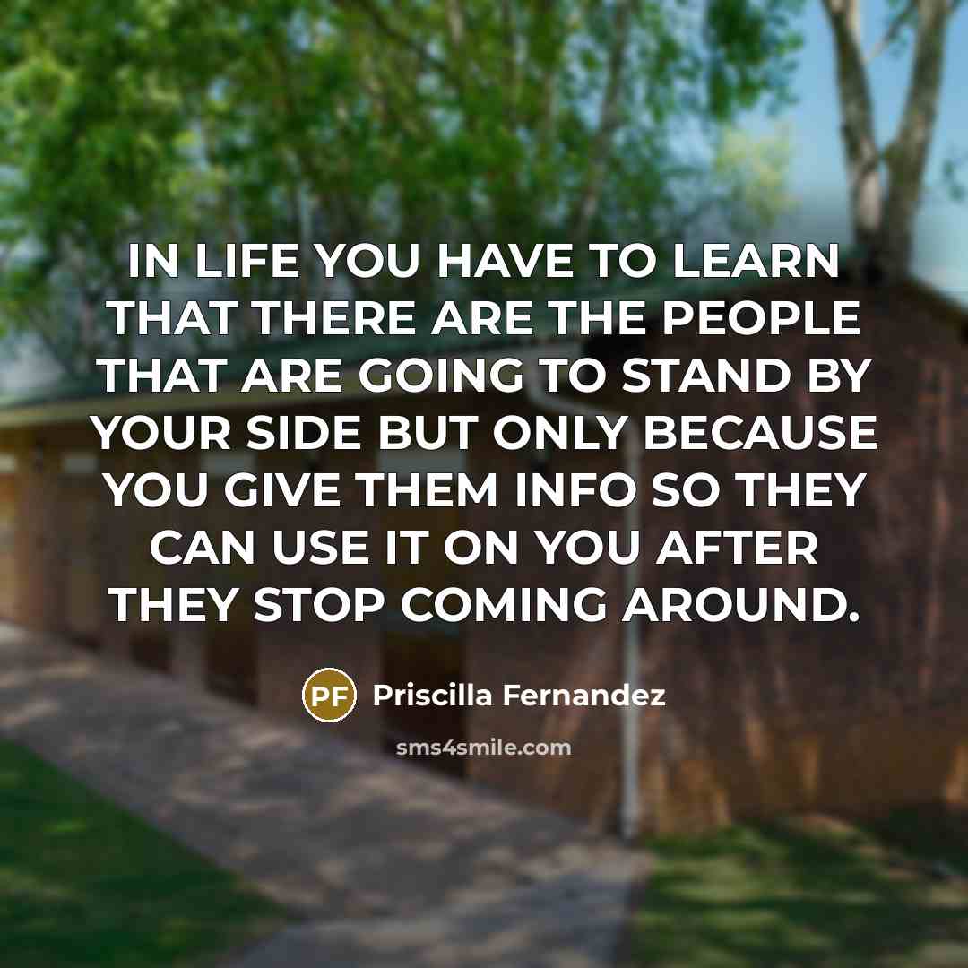 “IN LIFE YOU HAVE TO LEARN THAT THERE ARE THE…” quote by Priscilla Fernandez