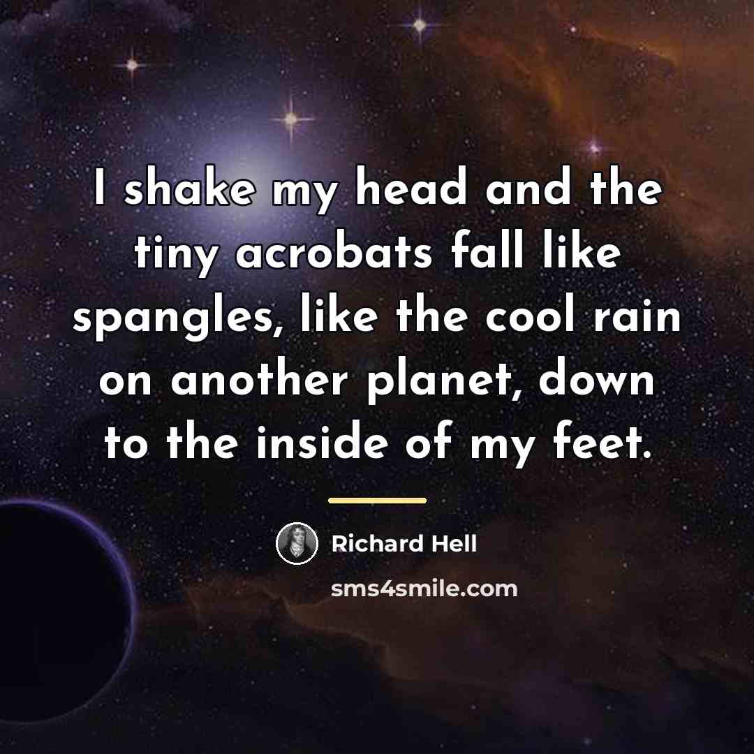 “I shake my head and the tiny acrobats fall like…” quote by Richard Hell