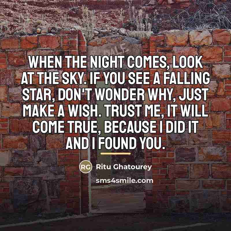 “When the night comes, look at the sky. If you…” quote by Ritu Ghatourey