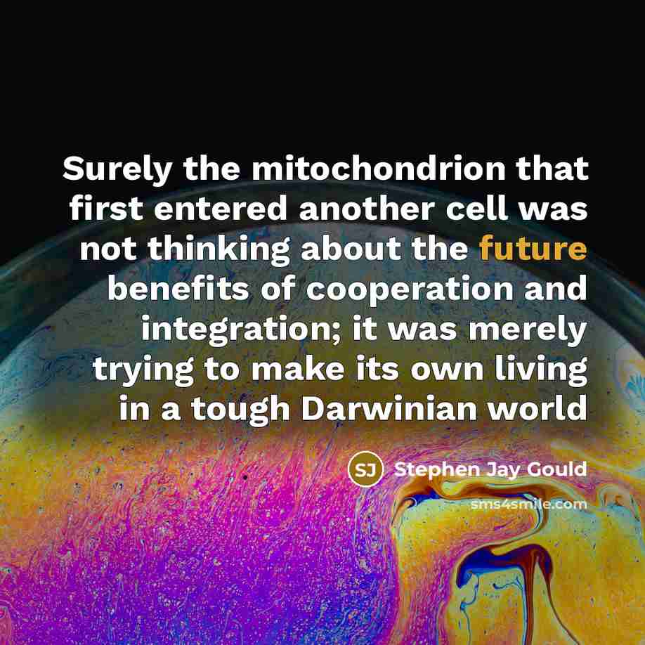 “Surely the mitochondrion that first entered another cell was not…” quote by Stephen Jay Gould
