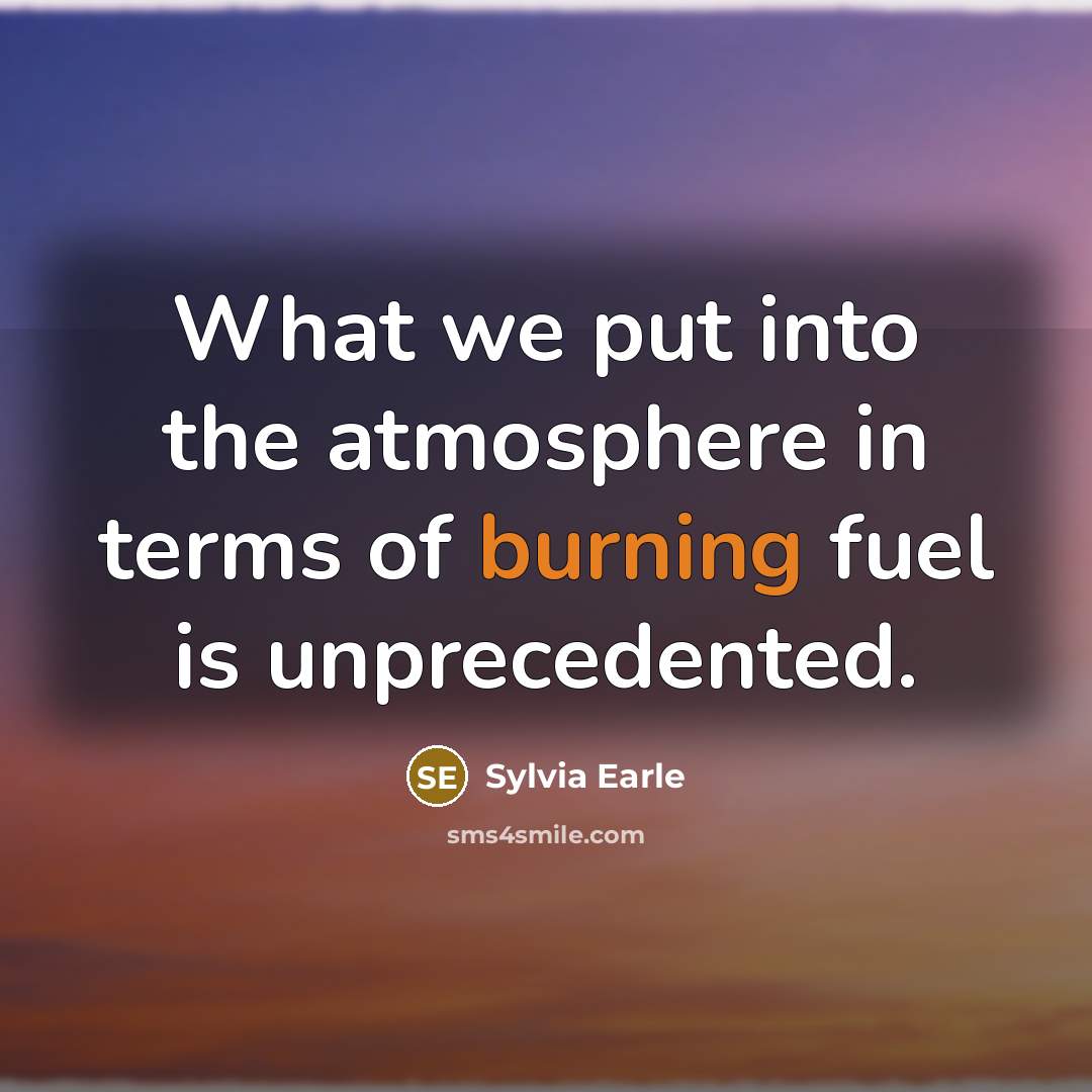 “What we put into the atmosphere in terms of burning…” quote by Sylvia Earle