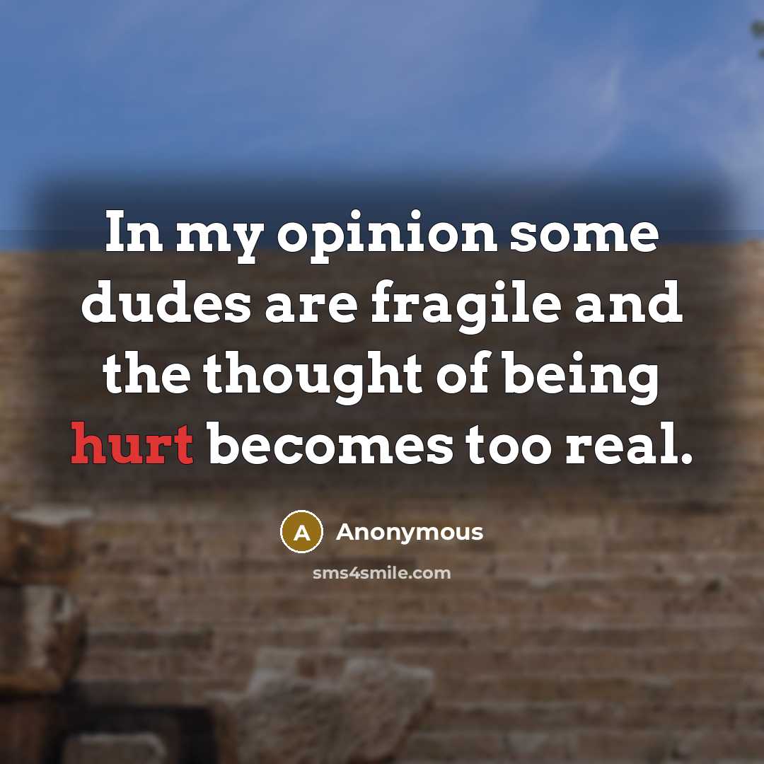 “In my opinion some dudes are fragile and the thought…” quote by Anonymous