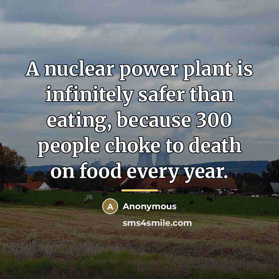 “A nuclear power plant is infinitely safer than eating, because…” quote by Anonymous