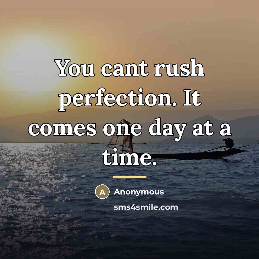 “You cant rush perfection. It comes one day at a…” quote by Anonymous