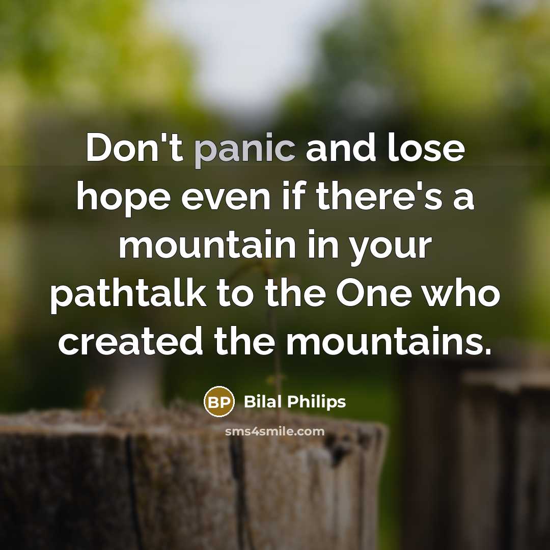 “Don't panic and lose hope even if there's a mountain…” quote by Bilal Philips