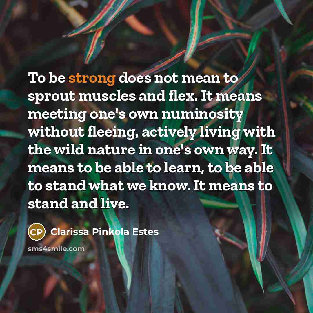 “To be strong does not mean to sprout muscles and…” quote by Clarissa Pinkola Estes