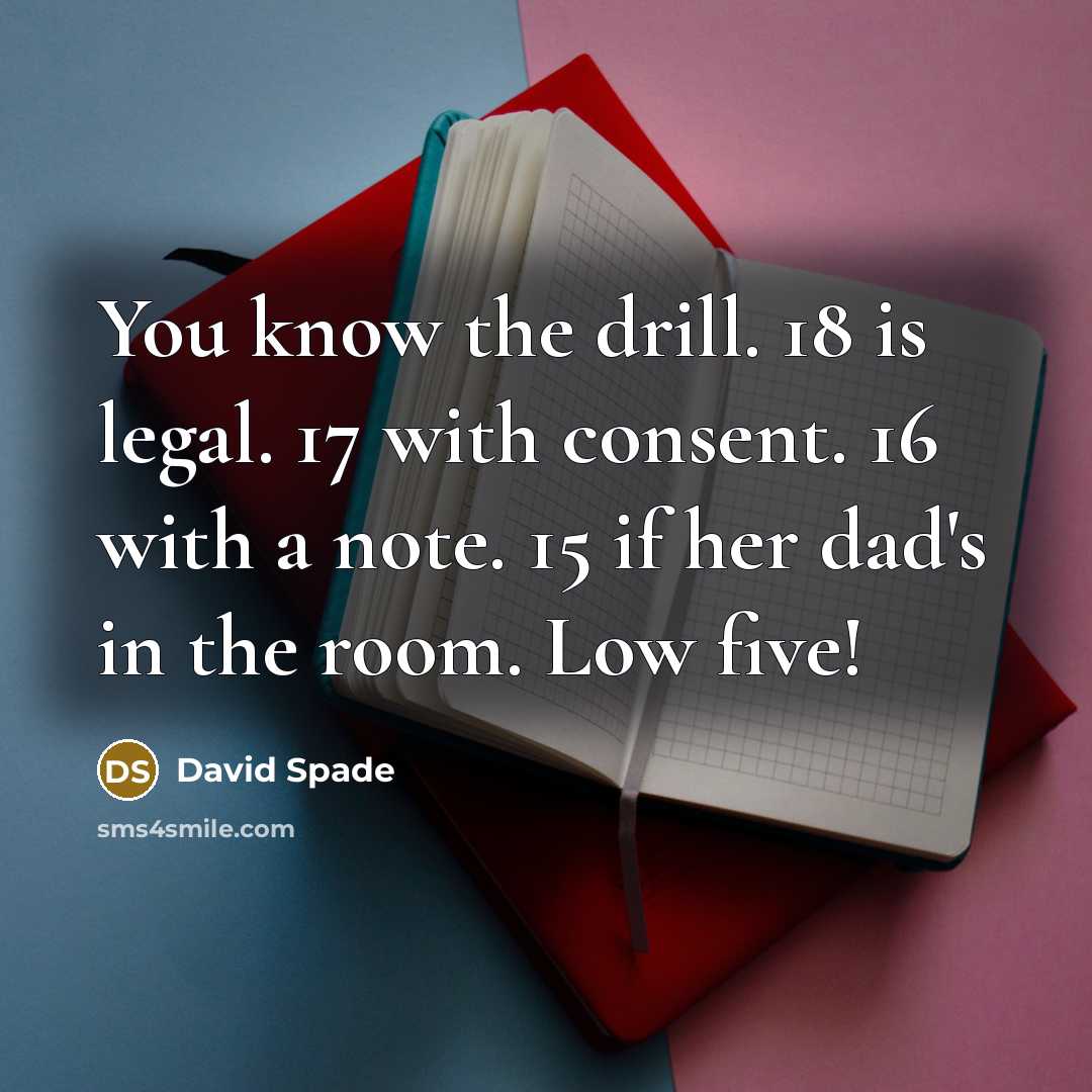 “You know the drill. 18 is legal. 17 with consent.…” quote by David Spade