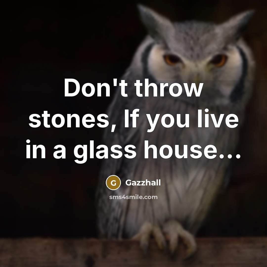 “Don't throw stones, If you live in a glass house...” quote by Gazzhall