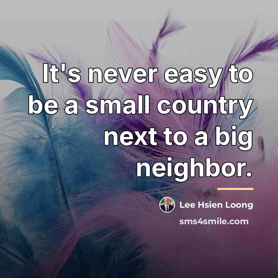 “It's never easy to be a small country next to…” quote by Lee Hsien Loong