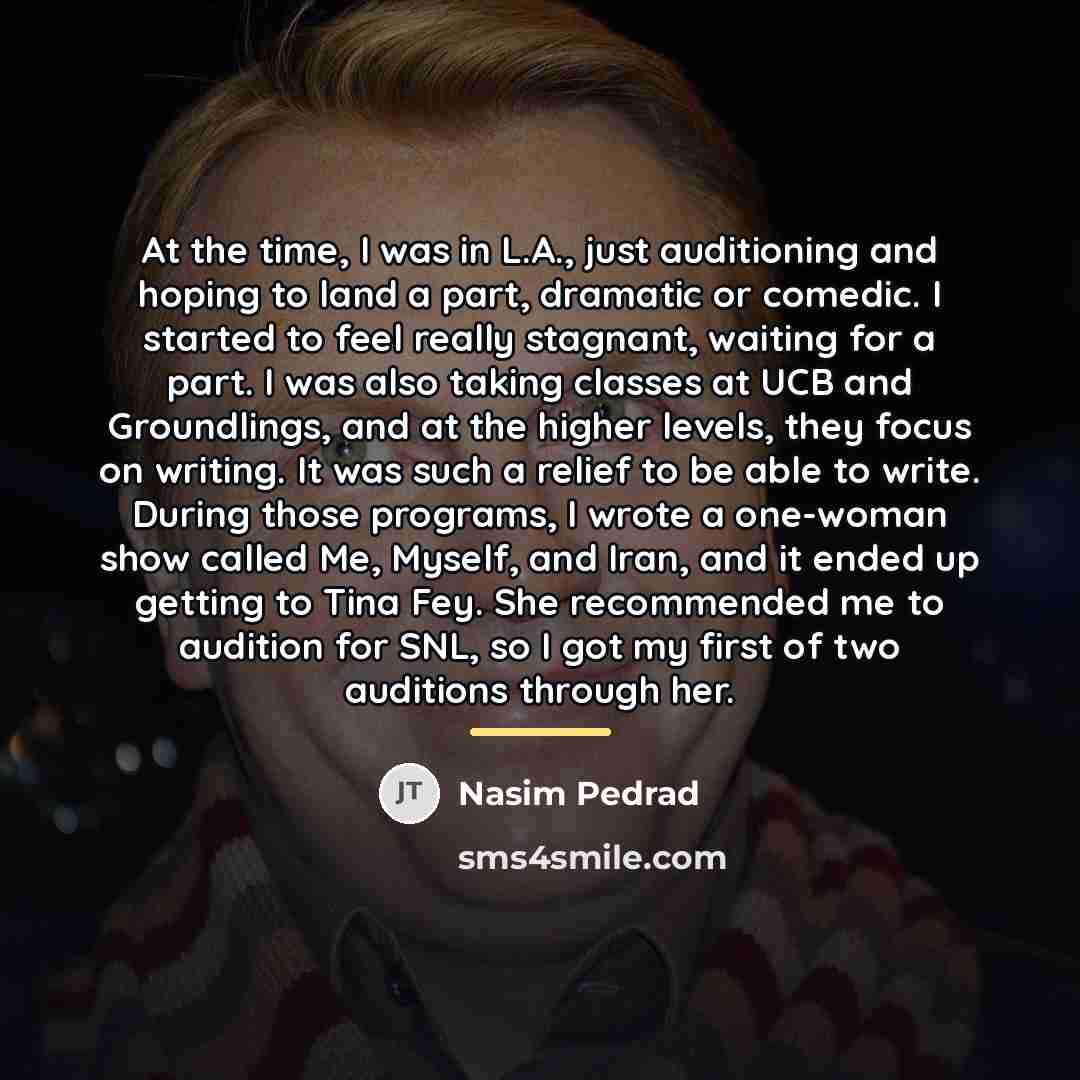 “At the time, I was in L.A., just auditioning and…” quote by Nasim Pedrad