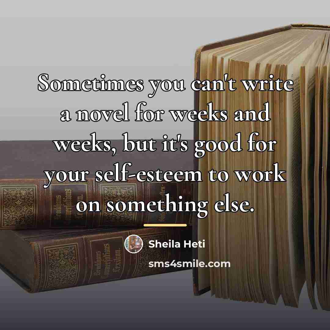 “Sometimes you can't write a novel for weeks and weeks,…” quote by Sheila Heti