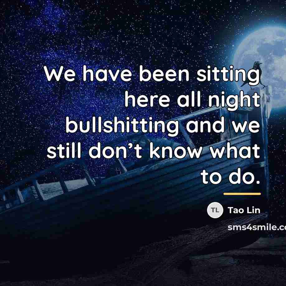 “We have been sitting here all night bullshitting and we…” quote by Tao Lin