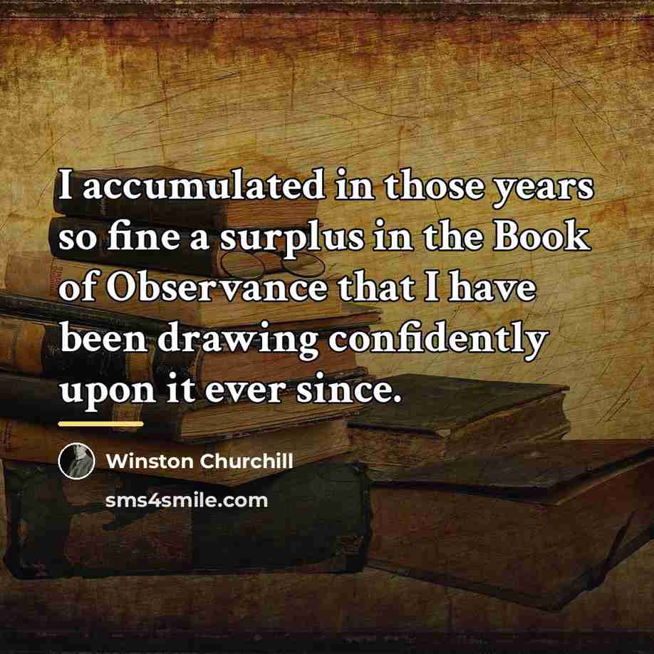 “I accumulated in those years so fine a surplus in…” quote by Winston Churchill
