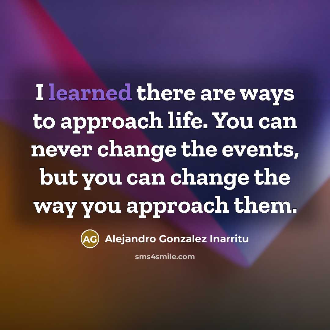 “I learned there are ways to approach life. You can…” quote by Alejandro Gonzalez Inarritu