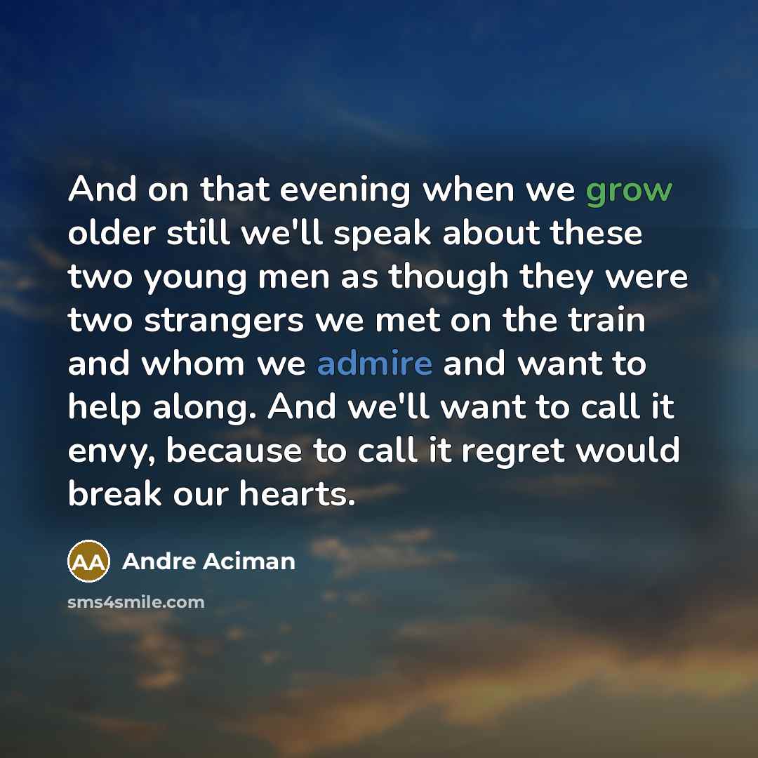 “And on that evening when we grow older still we'll…” quote by André Aciman