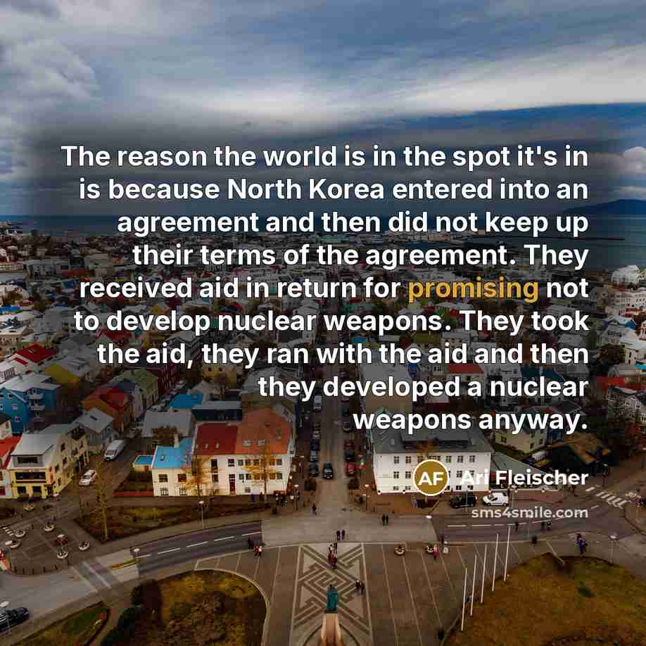 “The reason the world is in the spot it's in…” quote by Ari Fleischer