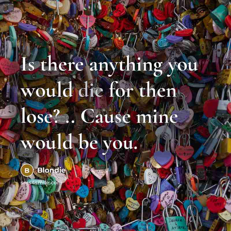 “Is there anything you would die for then lose? .. Cause mine would be you.” quote by Blondie