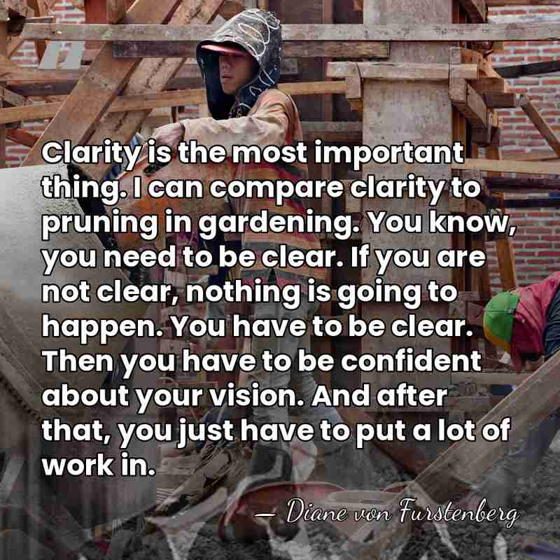 Clarity is the most important thing. I can compare clarity to pruning&hellip; - Diane von Furstenberg