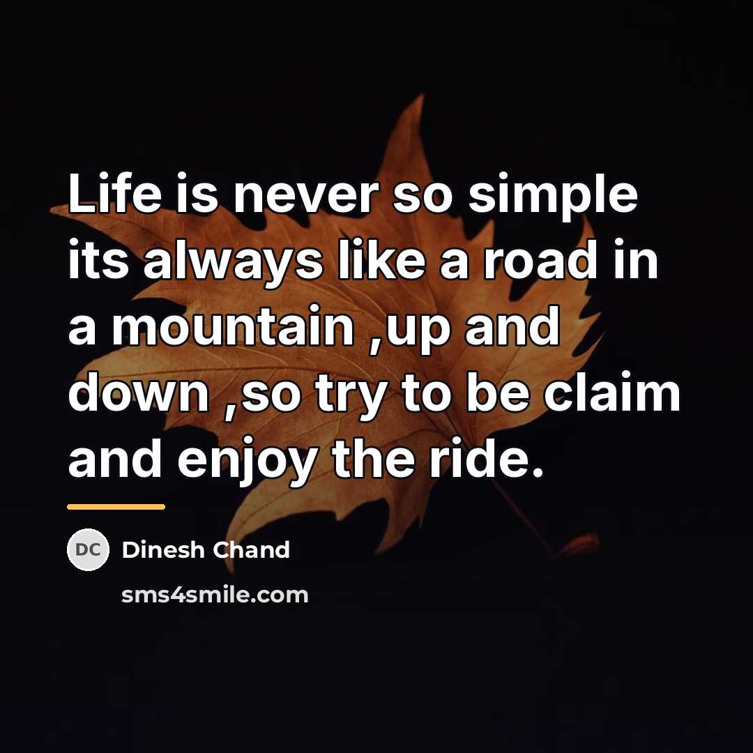 “Life is never so simple its always like a road…” quote by Dinesh Chand