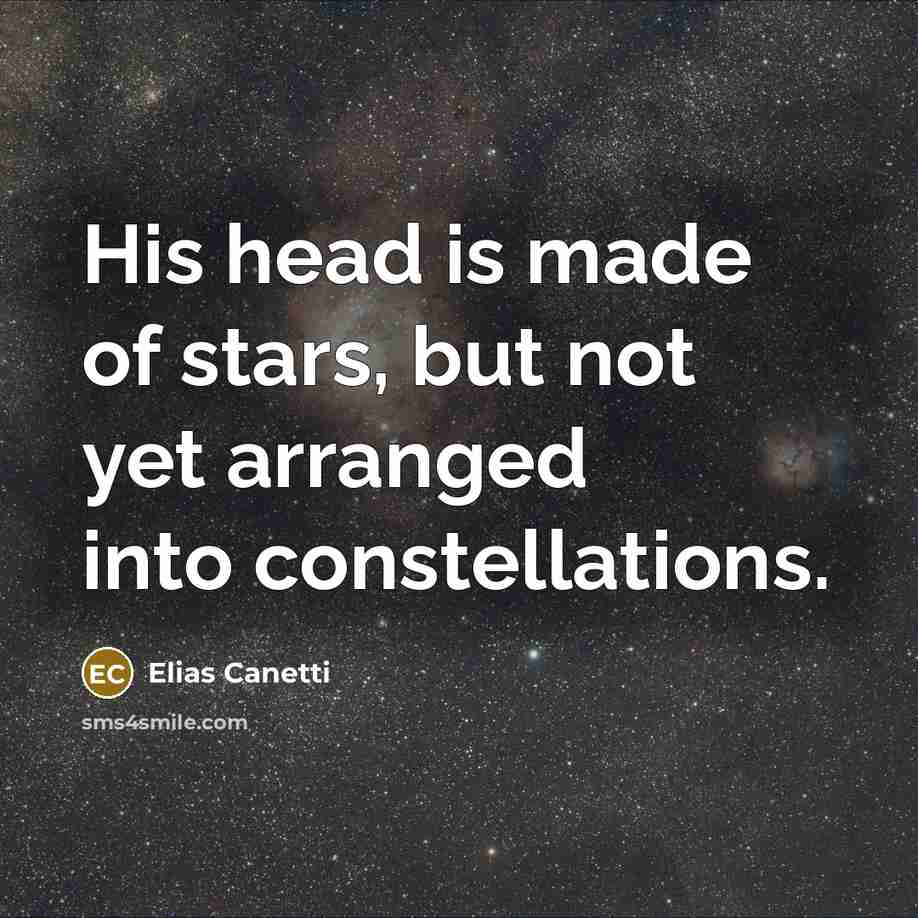 “His head is made of stars, but not yet arranged…” quote by Elias Canetti
