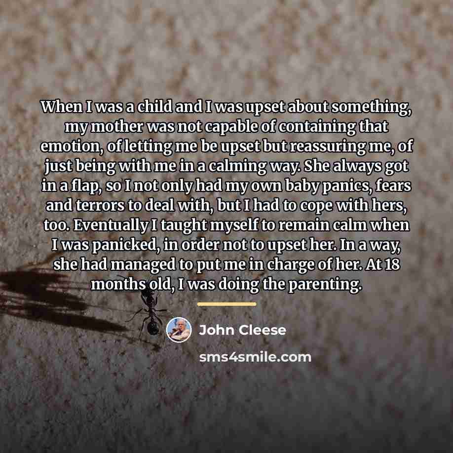 “When I was a child and I was upset about…” quote by John Cleese