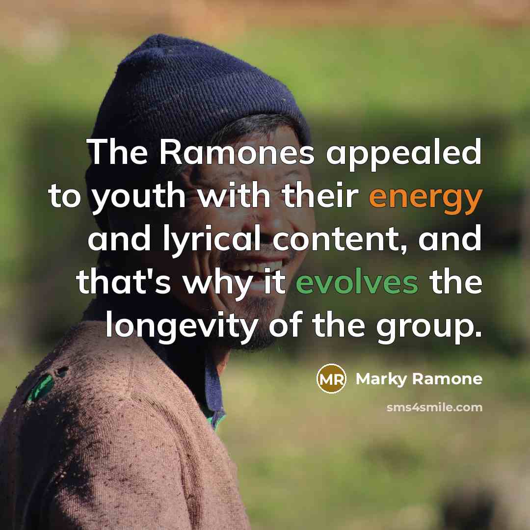 “The Ramones appealed to youth with their energy and lyrical…” quote by Marky Ramone