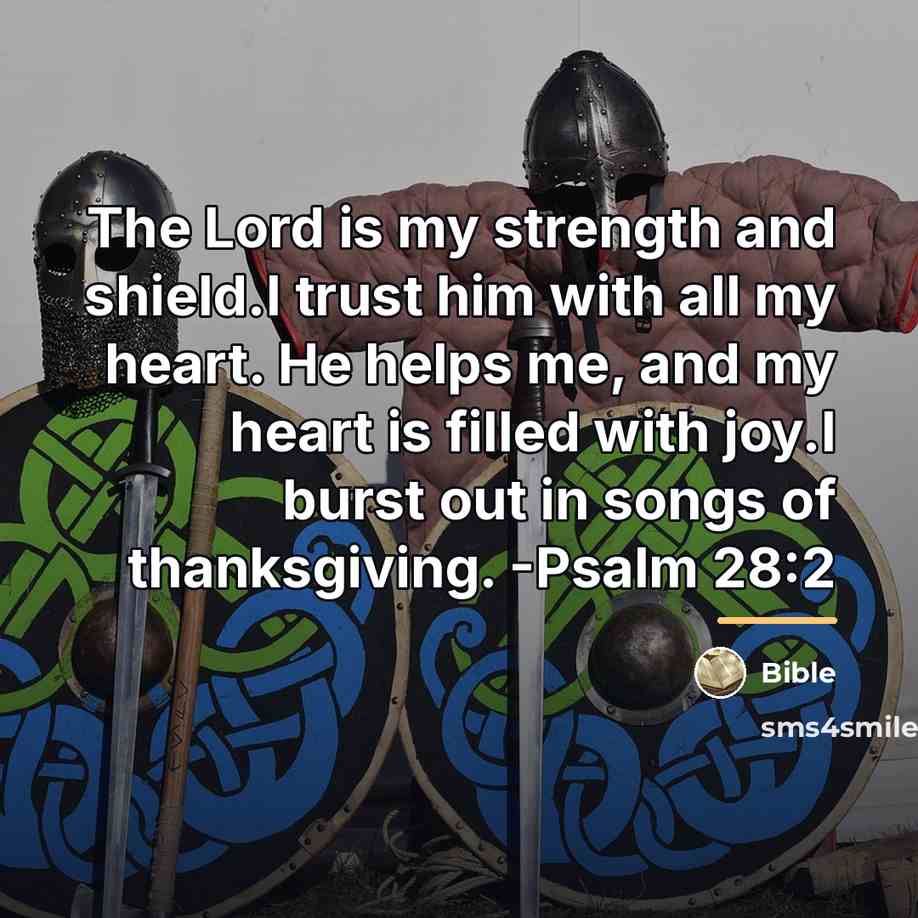 “The Lord is my strength and shield.I trust him with…” quote by Bible