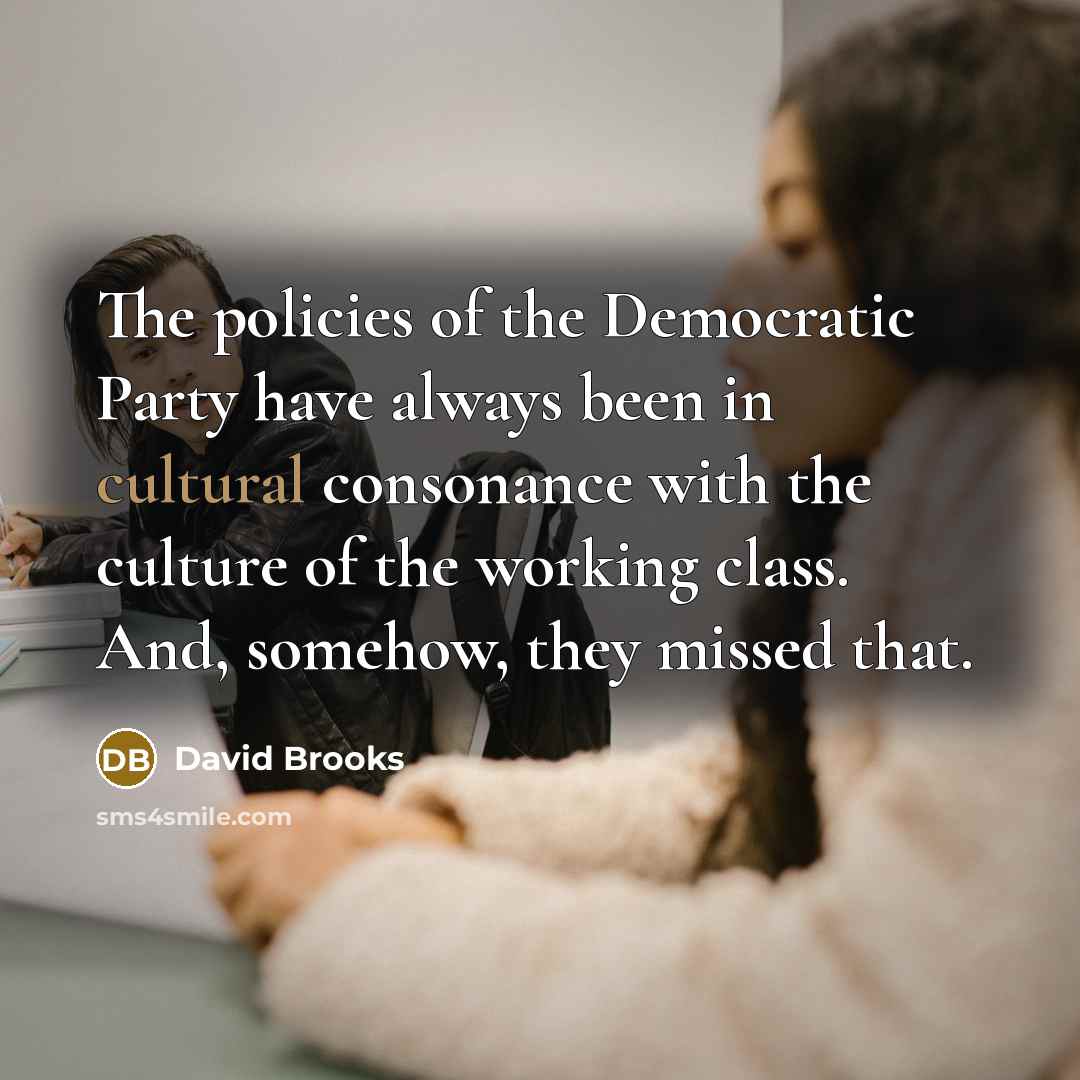 “The policies of the Democratic Party have always been in…” quote by David Brooks