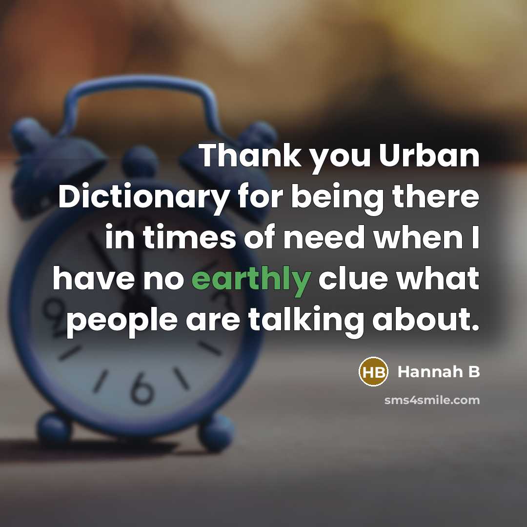 “Thank you Urban Dictionary for being there in times of…” quote by Hannah B