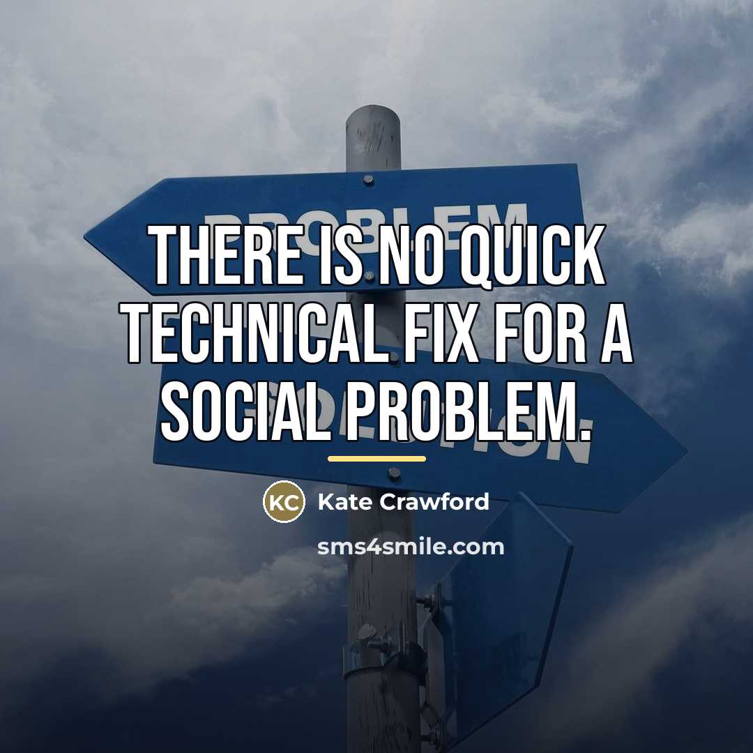 “There is no quick technical fix for a social problem.…” quote by Kate Crawford