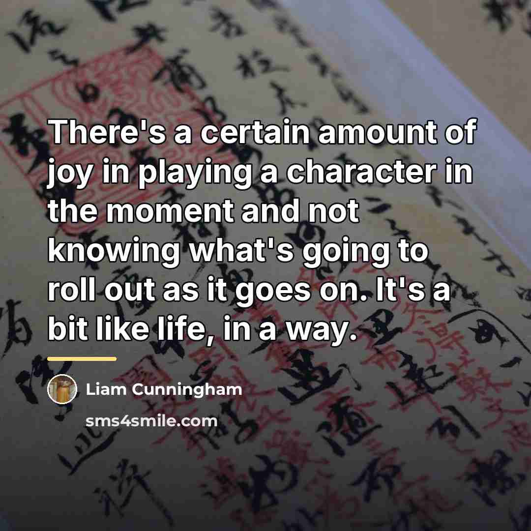 “There's a certain amount of joy in playing a character…” quote by Liam Cunningham