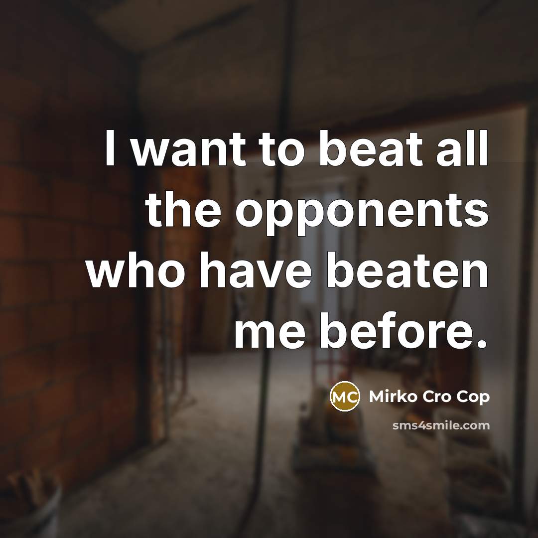“I want to beat all the opponents who have beaten…” quote by Mirko Cro Cop