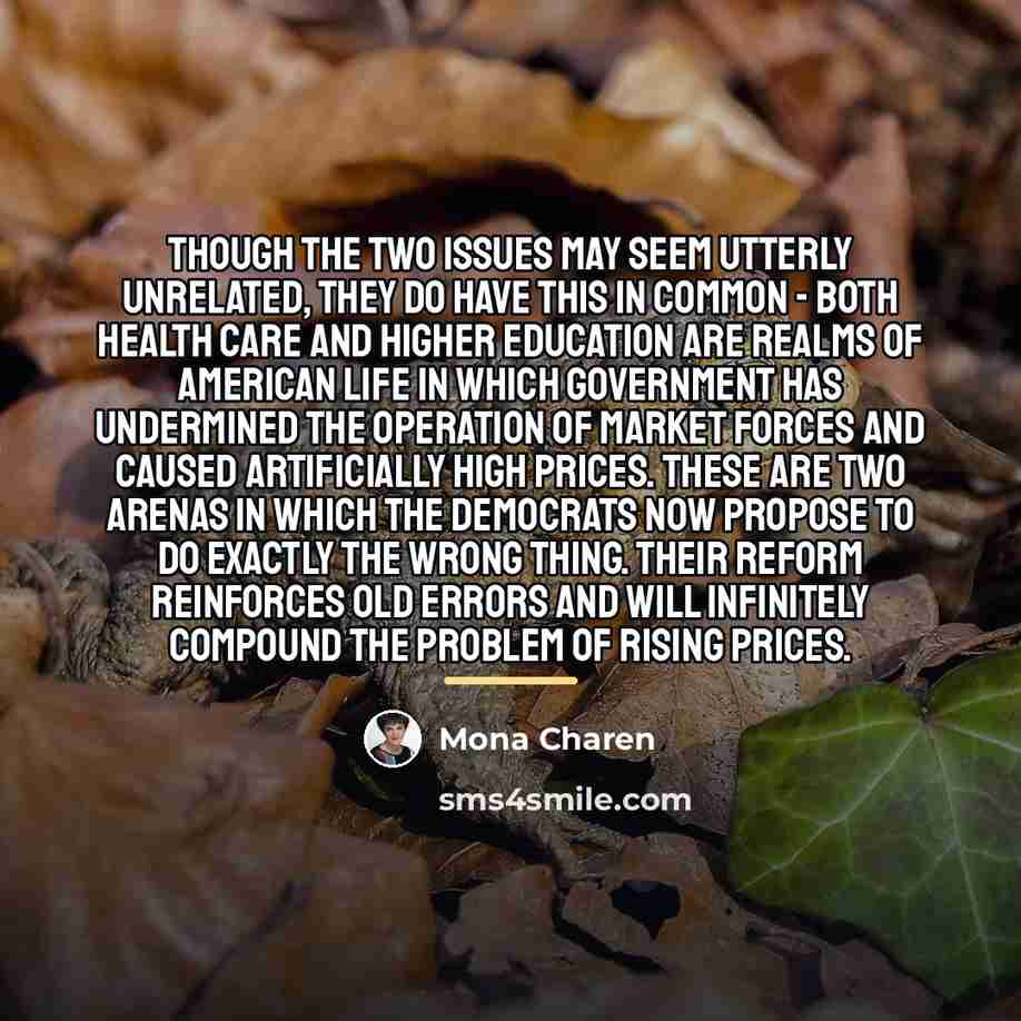 “Though the two issues may seem utterly unrelated, they do…” quote by Mona Charen