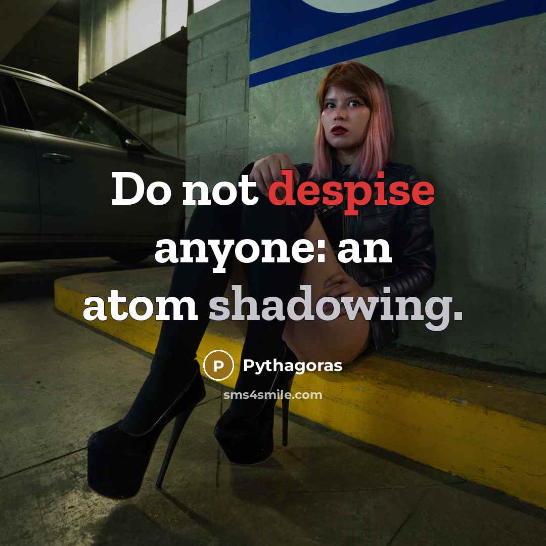 “Do not despise anyone: an atom shadowing.” quote by Pythagoras