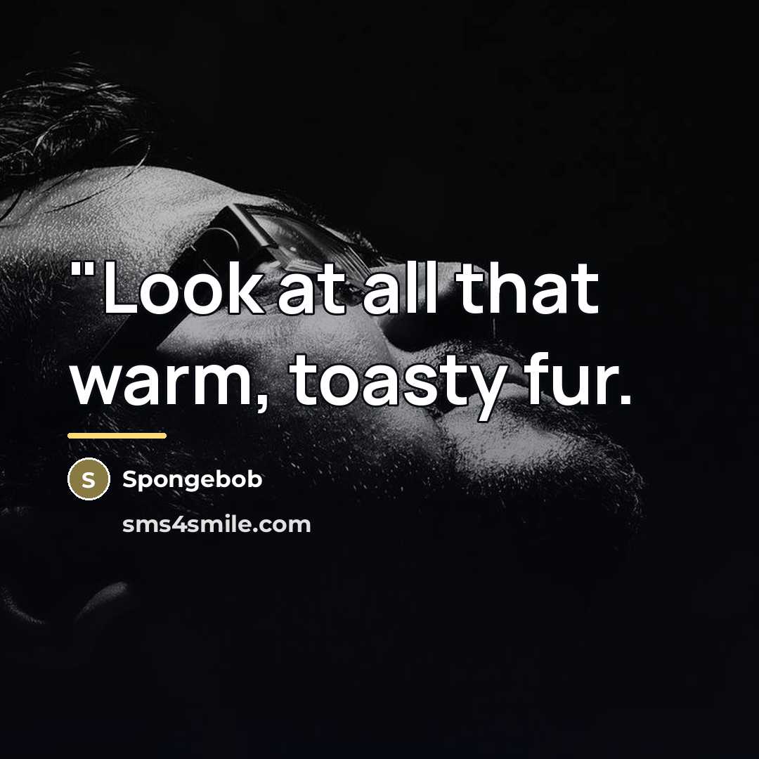 “"Look at all that warm, toasty fur.…” quote by Spongebob