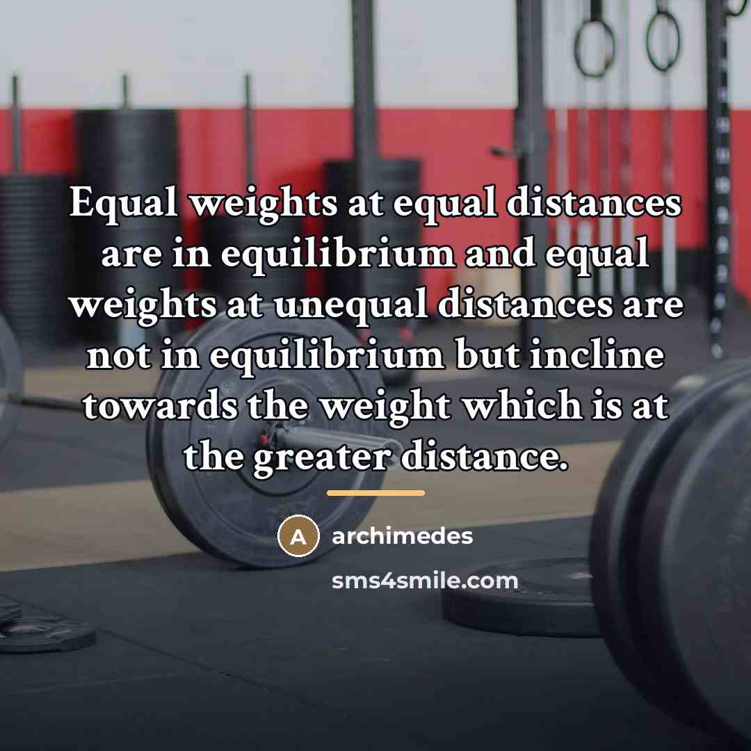 “Equal weights at equal distances are in equilibrium and equal…” quote by Archimedes