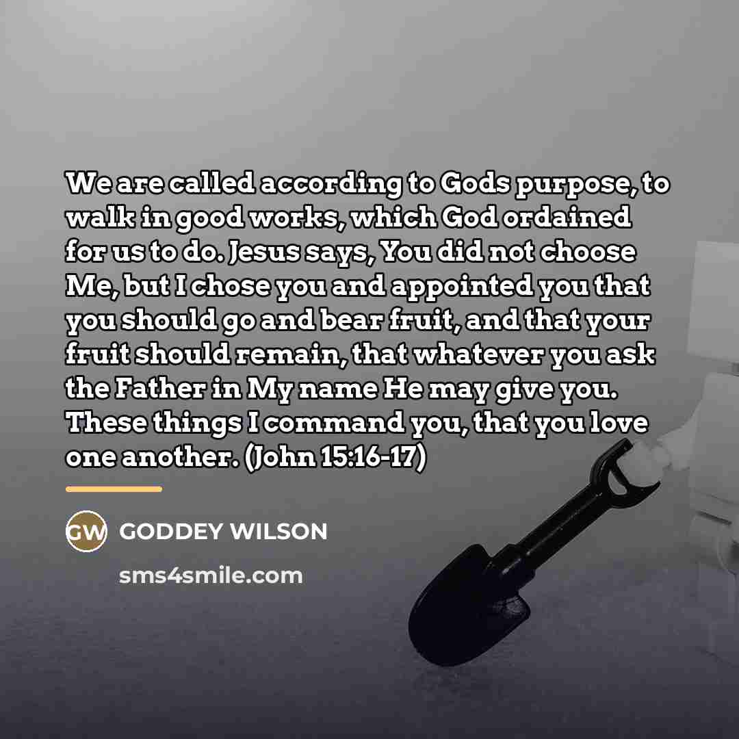 “We are called according to Gods purpose, to walk in…” quote by GODDEY WILSON