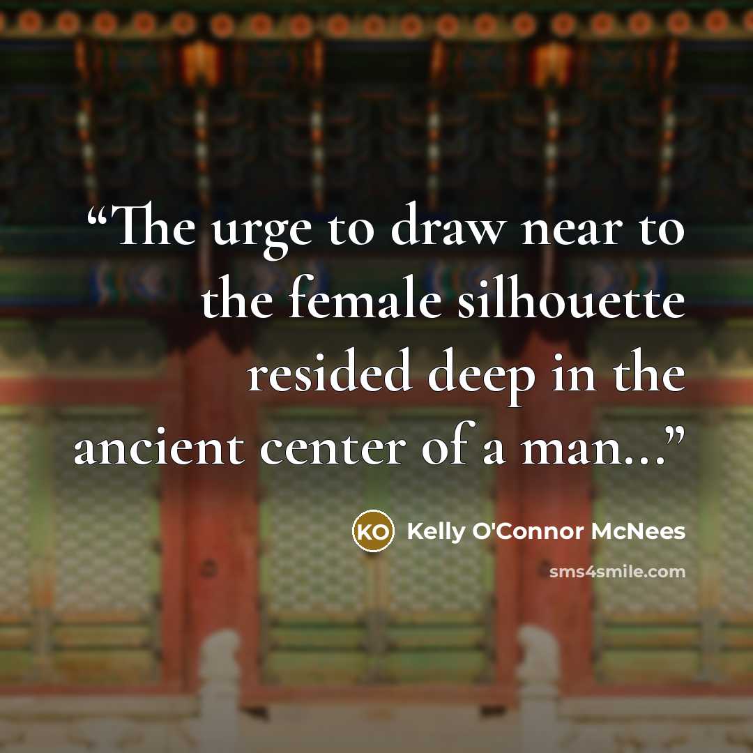 “The urge to draw near to the female silhouette resided deep in the ancient center of a man...” quote by Kelly O'Connor McNees