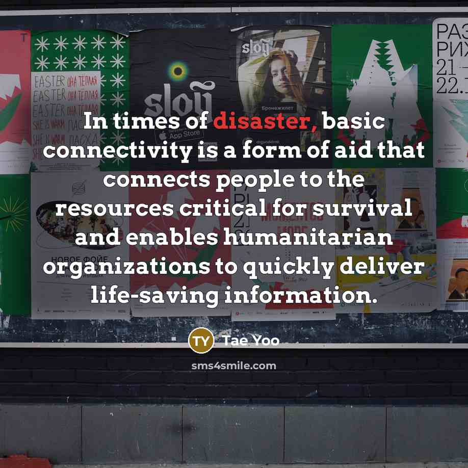 “In times of disaster, basic connectivity is a form of…” quote by Tae Yoo