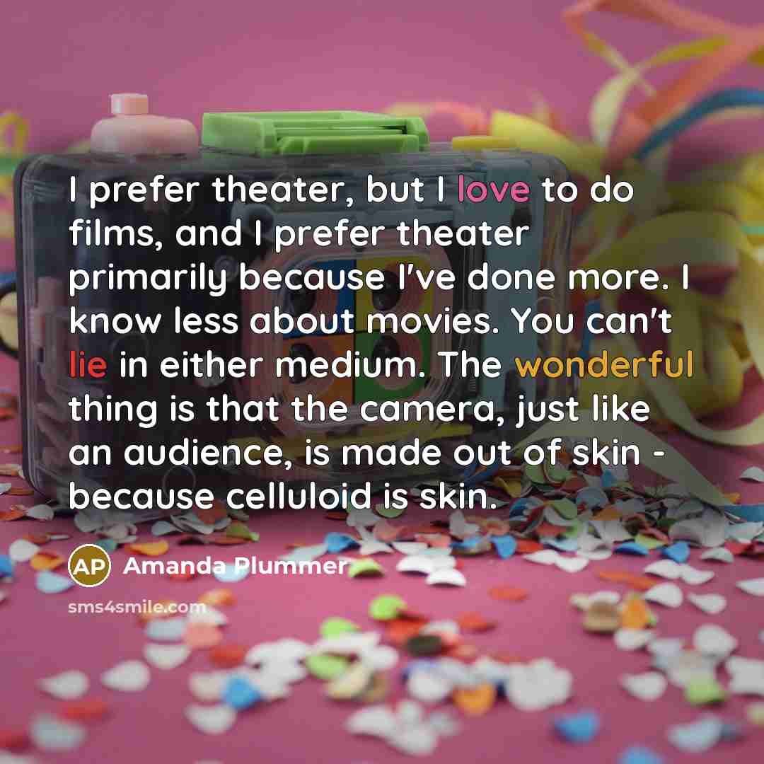“I prefer theater, but I love to do films, and…” quote by Amanda Plummer