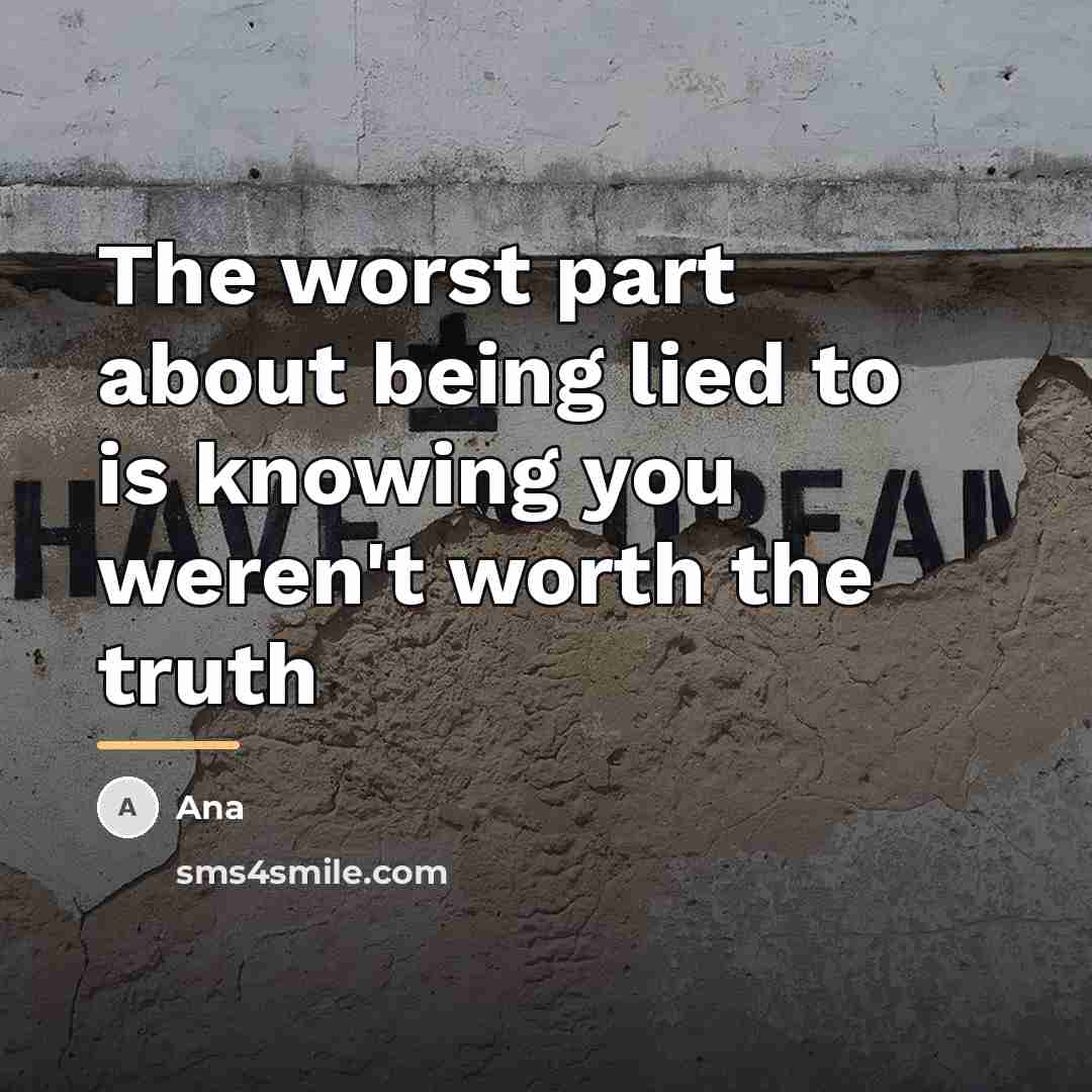 “The worst part about being lied to is knowing you…” quote by Ana