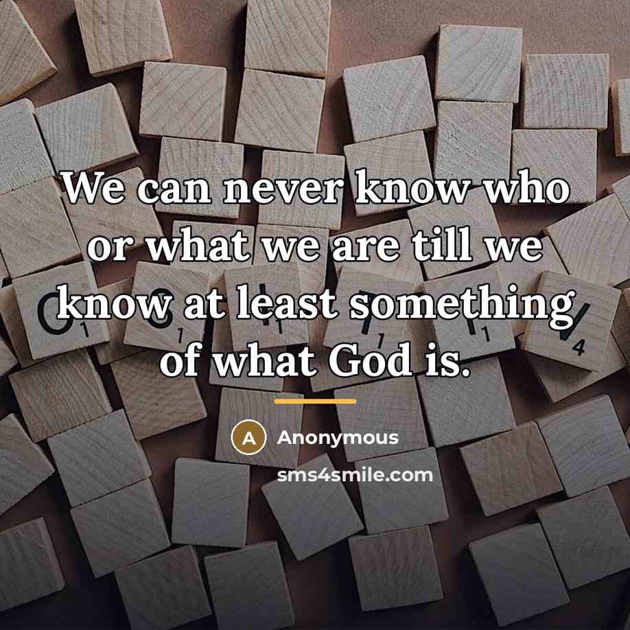 “We can never know who or what we are till…” quote by Anonymous