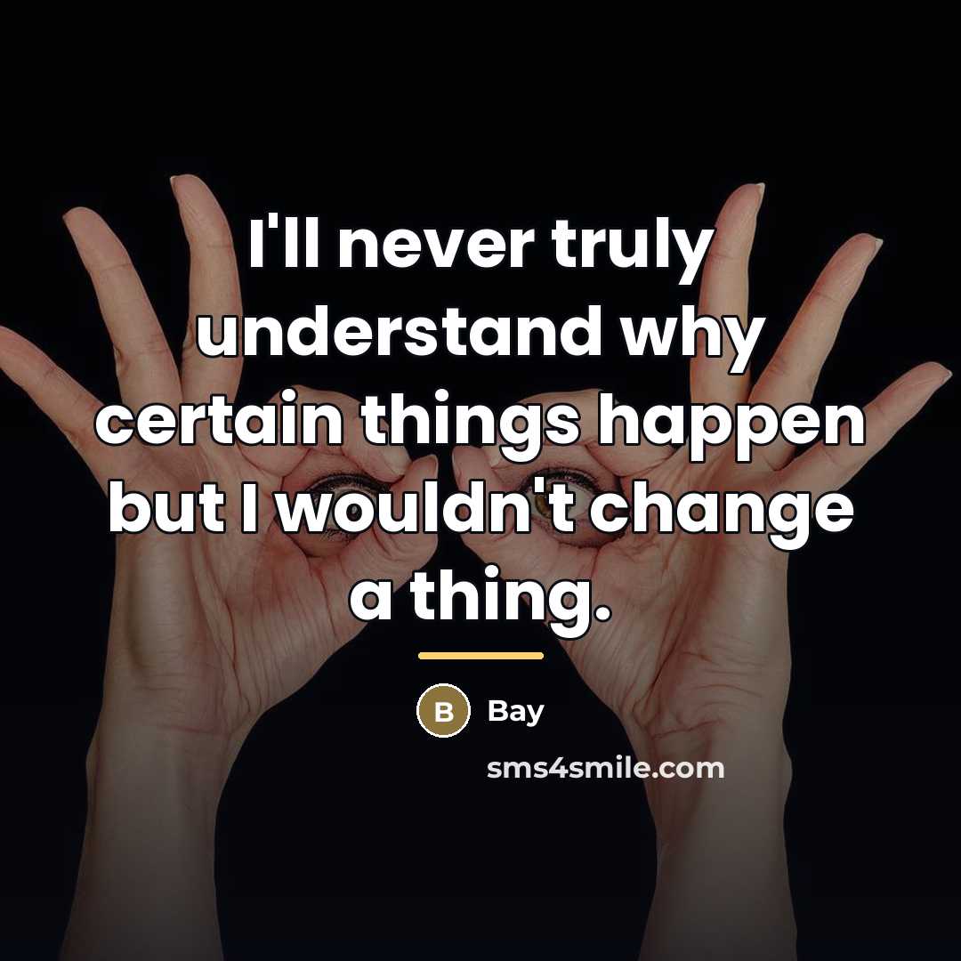 “I'll never truly understand why certain things happen but I…” quote by Bay