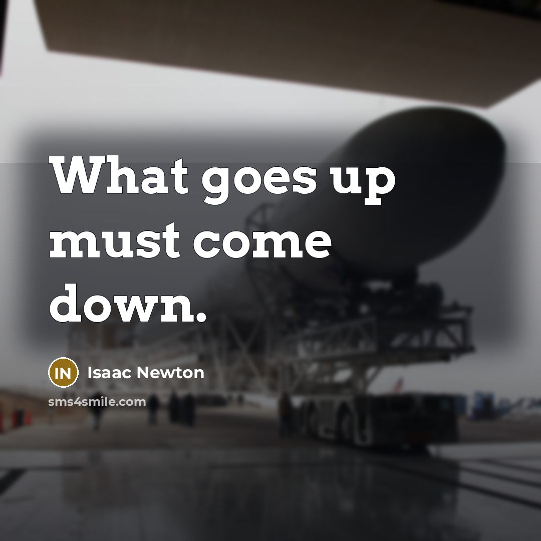 “What goes up must come down.” quote by Isaac Newton