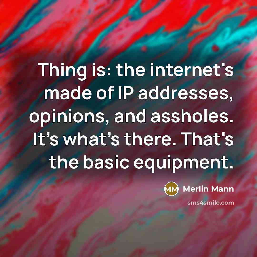 “Thing is: the internet's made of IP addresses, opinions, and…” quote by Merlin Mann