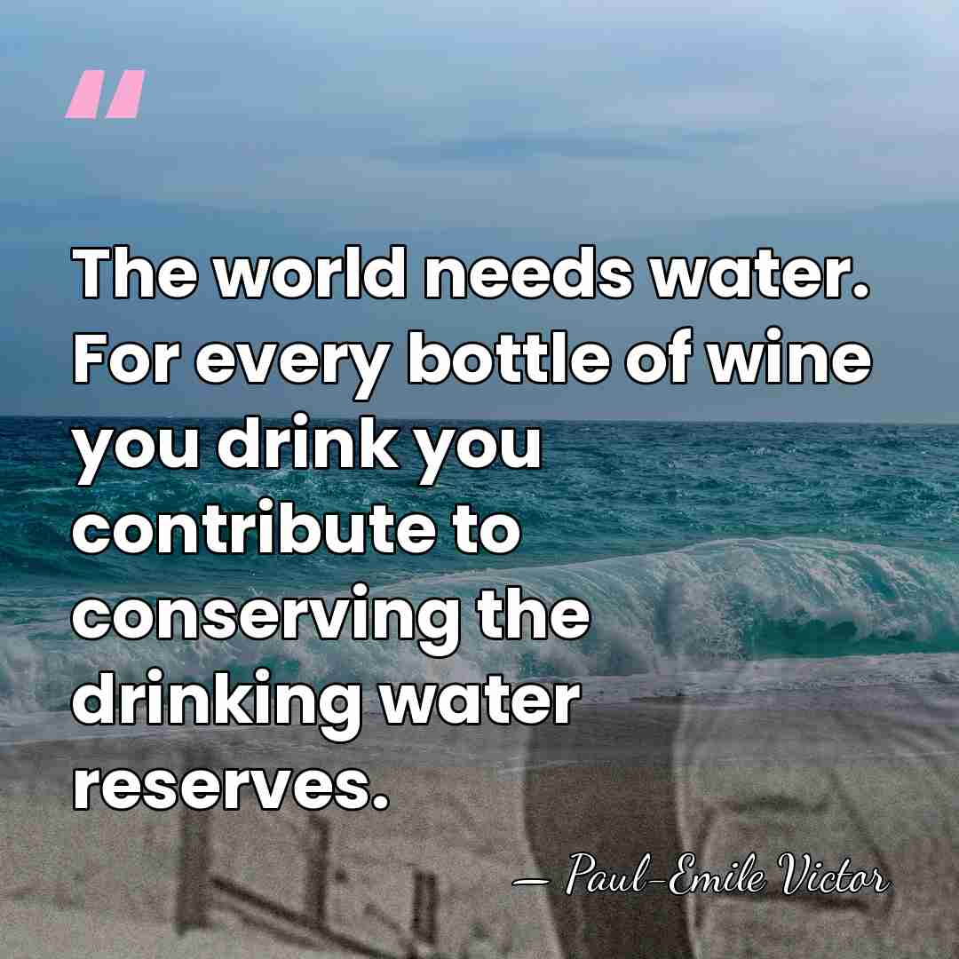The world needs water. For every bottle of wine you drink you&hellip; - Paul-Emile Victor