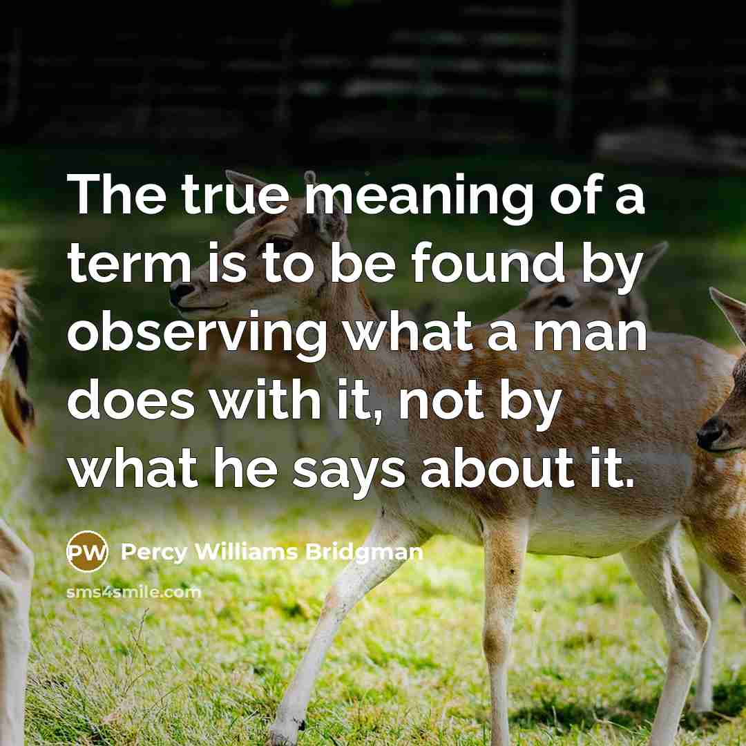 “The true meaning of a term is to be found…” quote by Percy Williams Bridgman
