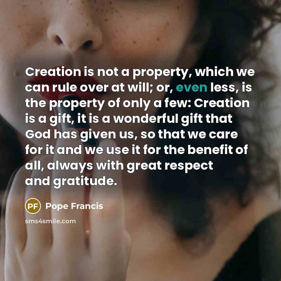 “Creation is not a property, which we can rule over…” quote by Pope Francis