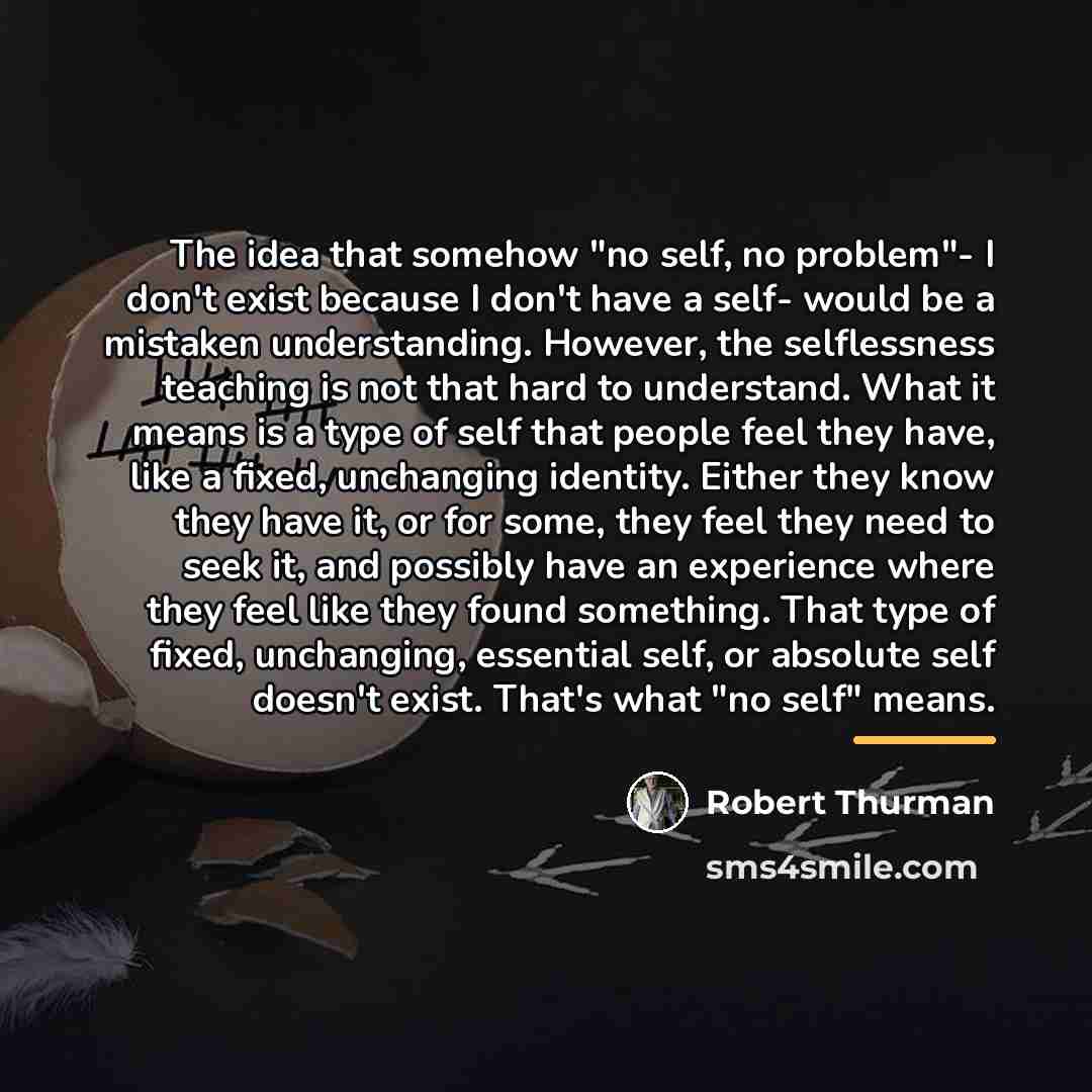 “The idea that somehow "no self, no problem"- I don't…” quote by Robert Thurman