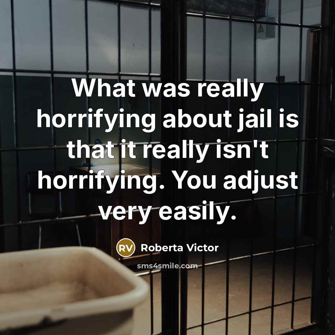 “What was really horrifying about jail is that it really isn't horrifying. You adjust very easily.” quote by Roberta Victor